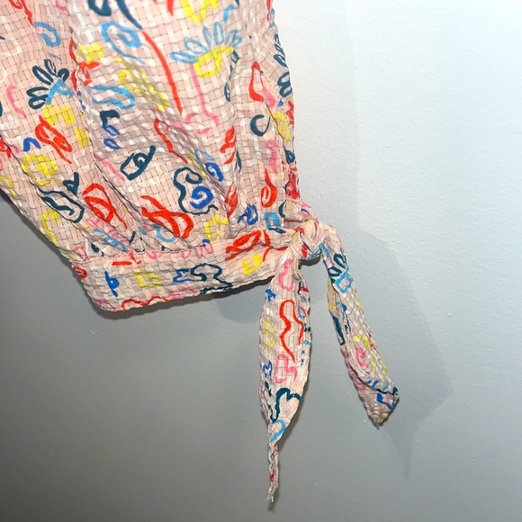 NORDSTROM Cristina Martinez Print Poet Blouse -  Pink Peach Doodle Line - size S - Picture 7 of 11